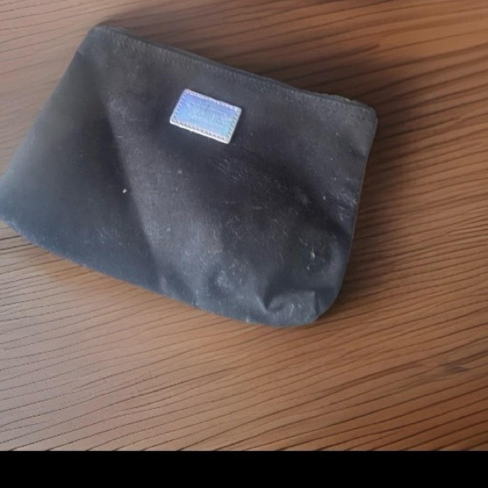 PINK Victoria's Secret Black Zip Cosmetic Pouch with Logo Patch